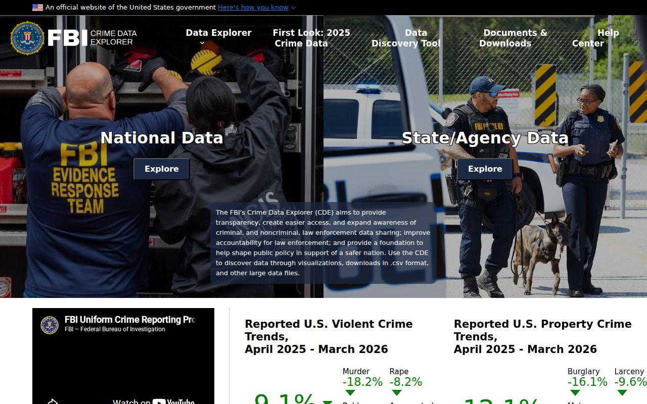 FBI Crime Data Explorer used to assess reporting scope near Manchester Illinois