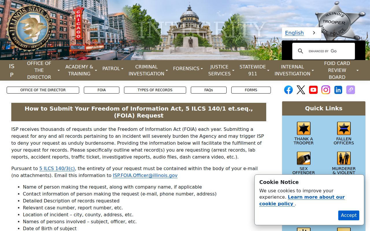 Illinois State Police FOIA guidance for incident and arrest records
