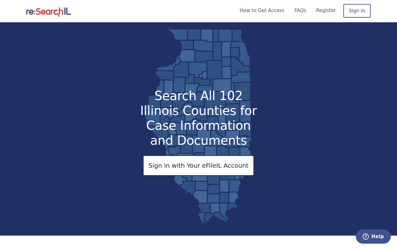 re:SearchIL statewide court document search interface