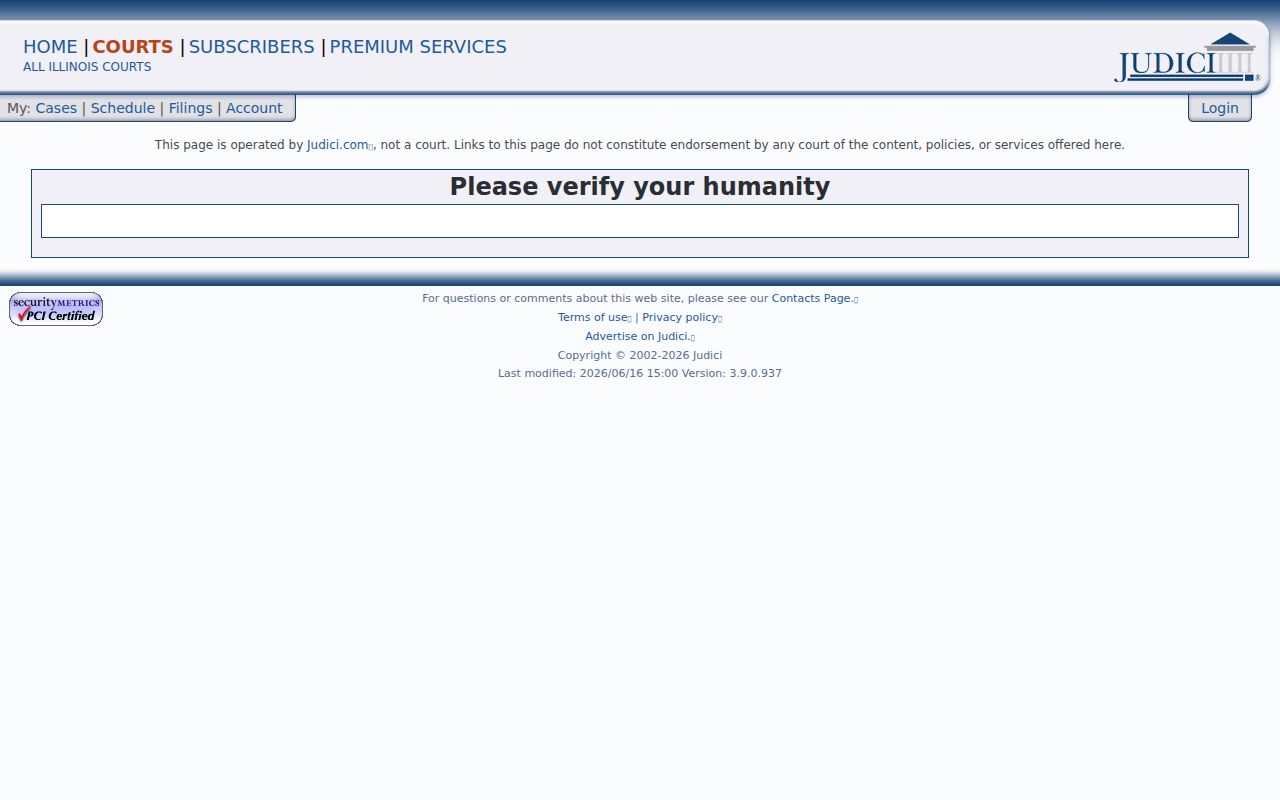 Scott County Judici case search and human verification page
