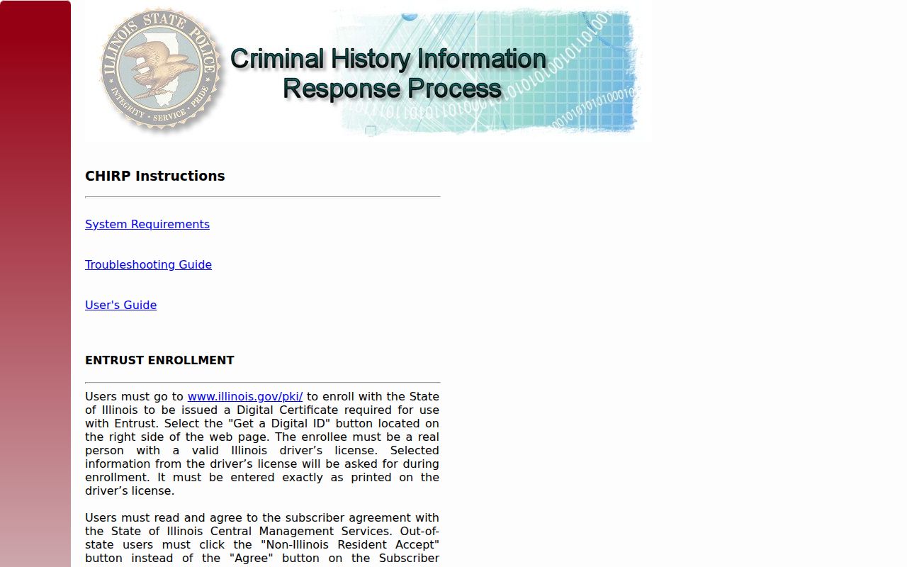 Illinois State Police CHIRP conviction information portal